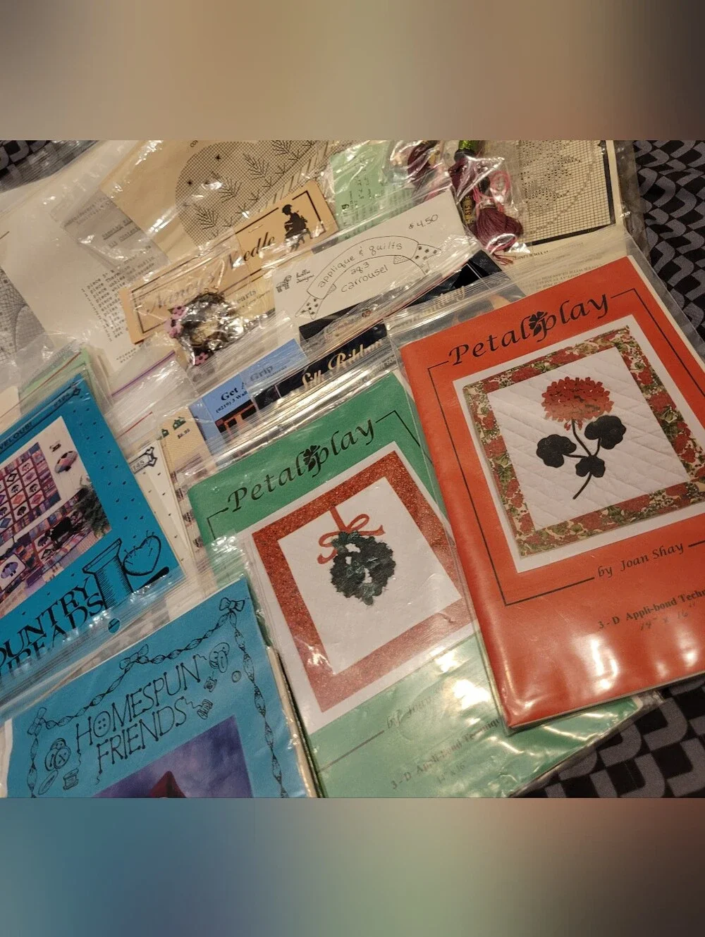 Lot of 55 Vtg Sewing & Craft Patterns w/Supplies - Victorian Quilts Needlepoint